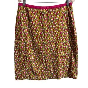 Boden Pink and Green Patterned Cotton Skirt